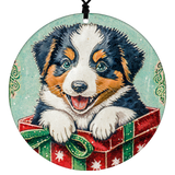 Dog Christmas Ornament - Vintage Style Featuring Puppy and Wrapped Gift