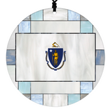 State Christmas Ornament - Faux Stained Glass Theme Graphic Featuring State Flag