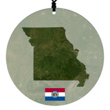 State Christmas Ornament - Festive Design Featuring Aerial State Map and State Flag Graphic