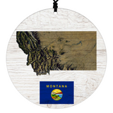 State Christmas Ornament - Rustic Style Design Featuring State Flag and Terrain Map