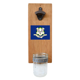 Bottle Opener With State Flag Graphic - Wall Mounted With Removable Cap Catcher