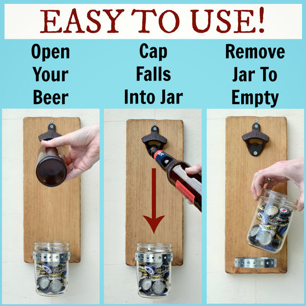 Wall Mounted Bottle Opener with Beer Cap Catcher - Vermont – Cranberry  Collective