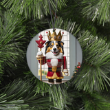 Dog Christmas Ornament Featuring Nutcracker Themed Graphic