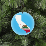 State Christmas Ornament - Frosted Edge Design Featuring State Flag and Map Composite Graphic