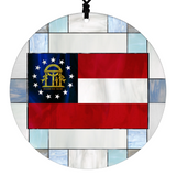 State Christmas Ornament - Faux Stained Glass Theme Graphic Featuring State Flag
