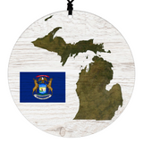 State Christmas Ornament - Rustic Style Design Featuring State Flag and Terrain Map