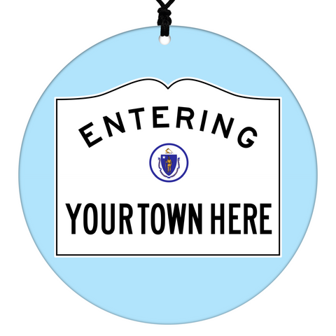 Massachusetts Christmas Ornament With Custom Entering Sign Graphic