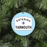 Massachusetts Christmas Ornament With Custom Entering Sign Graphic