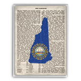 State Flag and State Map Canvas Wall Decor - 9" x 12" Historic State Encyclopedia Page Canvas Art Print