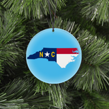 State Christmas Ornament - Frosted Edge Design Featuring State Flag and Map Composite Graphic
