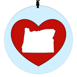 State Christmas Ornament - Home State Love Graphic Featuring Red Heart and State Map Silhouette