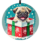 Dog Christmas Ornament - Vintage Style Featuring Puppy and Wrapped Gift