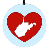 State Christmas Ornament - Home State Love Graphic Featuring Red Heart and State Map Silhouette