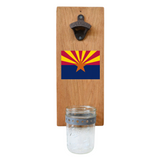 Bottle Opener With State Flag Graphic - Wall Mounted With Removable Cap Catcher