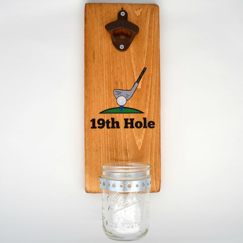 19th Hole Golf - Wall Mounted Bottle Opener with Cap Catcher
