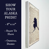 Alaska Flag Canvas Wall Decor - 8x10 Decorative AK State Map Silhouette Encyclopedia Art Print - Last Frontier Decorations