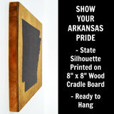 Arkansas Wall Decor - 8x8 Decorative AR Map Wood Box Sign - Ready To Hang Arkansas Decor