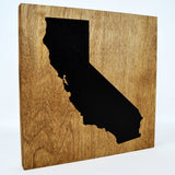 California Wall Decor - 8x8 Decorative CA Map Wood Box Sign - Ready To Hang California Decor