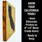 California Wall Decor - 8x8 Decorative CA Map Wood Box Sign - Ready To Hang California Decor