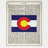 Colorado Flag Canvas Wall Decor - 8x10 Decorative CO State Map Silhouette Encyclopedia Art Print - COL Decorations