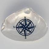 Compass Rose Clam Shell Dish | Jewelry Dish - Spoon Rest - Soap Dish - Cranberry Collective - Cape Cod Gifts - Beach and Nautical Decor