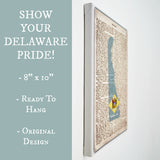 Delaware Flag Canvas Wall Decor - 8x10 Decorative DE State Map Silhouette Encyclopedia Art Print - DEL Decorations