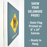 Delaware Flag Decor - 8x10 DE State Flag Canvas - Ready To Hang Delaware Decor
