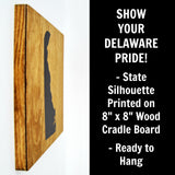 Delaware Wall Decor - 8x8 Decorative DE Map Wood Box Sign - Ready To Hang Delaware Decor