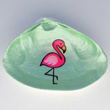 Flamingo Clam Shell Dish | Jewelry Dish - Spoon Rest - Soap Dish - Cranberry Collective - Cape Cod Gifts - Beach and Nautical Decor