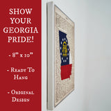 Georgia Flag Canvas Wall Decor - 8x10 Decorative Georgia State Map Silhouette Encyclopedia Art Print - GA Decorations