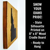 Idaho Wall Decor - 8x8 Decorative ID Map Wood Box Sign - Ready To Hang Idaho Decor