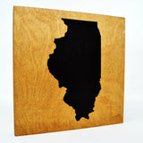 Illinois Wall Decor - 8x8 Decorative IL Map Wood Box Sign - Ready To Hang Illinois Decor