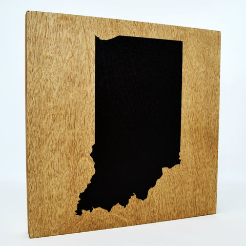 Indiana Wall Decor - 8x8 Decorative IN Map Wood Box Sign - Ready To Hang Indiana Decor