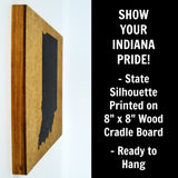 Indiana Wall Decor - 8x8 Decorative IN Map Wood Box Sign - Ready To Hang Indiana Decor
