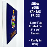 Kansas Flag Decor - 8x10 KS State Flag Canvas - Ready To Hang Kansas Decor