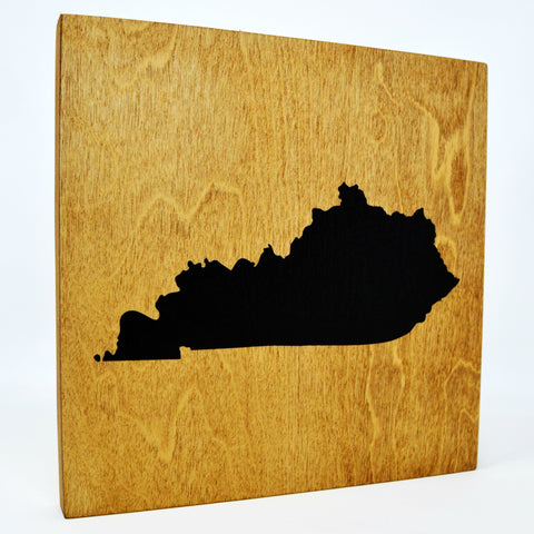 Kentucky Wall Decor - 8x8 Decorative KY Map Wood Box Sign - Ready To Hang Kentucky Decor