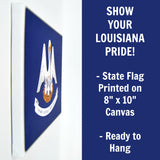 Louisiana Flag Decor - 8x10 LA State Flag Canvas - Ready To Hang Louisiana Decor