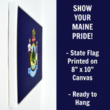 Maine Flag Decor - 8x10 ME State Flag Canvas - Ready To Hang Maine Decor
