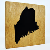 Maine Wall Decor - 8x8 Decorative ME Map Wood Box Sign - Ready To Hang Maine Decor