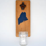 Maine - Wall Mounted Bottle Opener with Cap Catcher - Cranberry Collective - Cape Cod Gifts - Beach and Nautical Decor