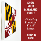 Maryland Flag Decor - 8x10 MD State Flag Canvas - Ready To Hang Maryland Decor
