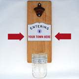 Custom Massachusetts Entering Sign - Wall Mounted Bottle Opener with Cap Catcher