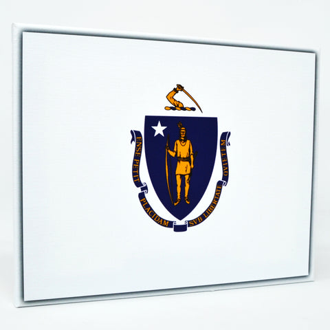 Massachusetts Flag Decor - 8x10 MA State Flag Canvas - Ready To Hang Massachusetts Decor