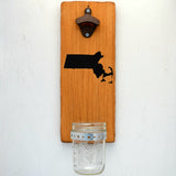 Massachusetts - Wall Mounted Bottle Opener with Cap Catcher - Cranberry Collective - Cape Cod Gifts - Beach and Nautical Decor