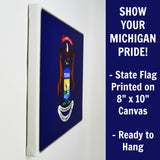 Michigan Flag Decor - 8x10 MI State Flag Canvas - Ready To Hang Michigan Decor