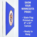 Minnesota Flag Decor - 8x10 MN State Flag Canvas - Ready To Hang Minnesota Decor
