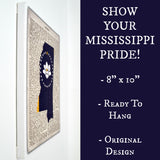 Mississippi Flag Canvas Wall Decor - 8x10 Decorative MS Magnolia Silhouette Encyclopedia Art Print - MISS Decorations