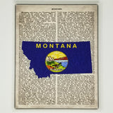 Montana Flag Canvas Wall Decor - 8x10 Decorative MT State Map Silhouette Encyclopedia Art Print - Big Sky Decorations
