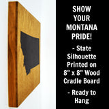 Montana Wall Decor - 8x8 Decorative MT Map Wood Box Sign - Ready To Hang Montana Decor