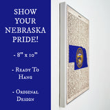 Nebraska Flag Canvas Wall Decor - 8x10 Decorative Map Silhouette Encyclopedia Art Print - Cornhusker State Decorations